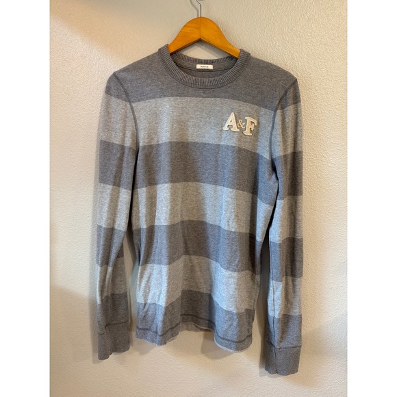Abercrombie & Fitch Other - Abercrombie & Fitch Long Sleeve Shirt Mens Large Grey Striped Muscle Fit Cotton